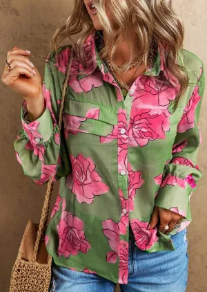 Floral Pleated Puff Sleeve Shirt ~ FINAL SALE