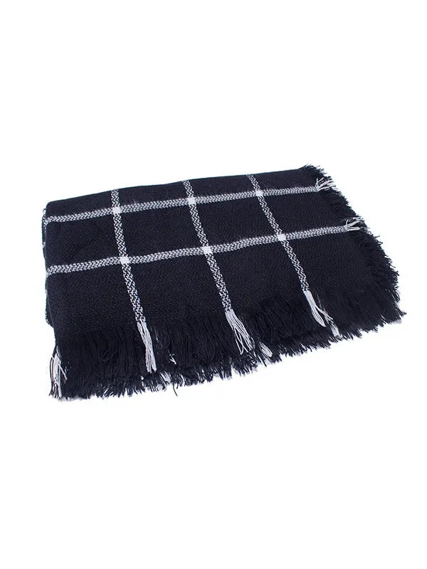 Fringed Keep Warm Plaid Shawl&Scarf