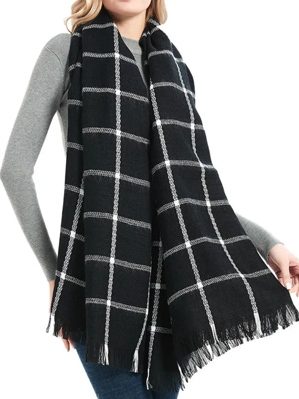 Fringed Keep Warm Plaid Shawl&Scarf