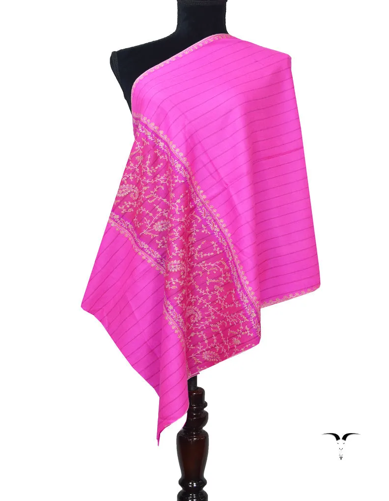 Fuscia Pink Pashmina Stole In Sozni 5980