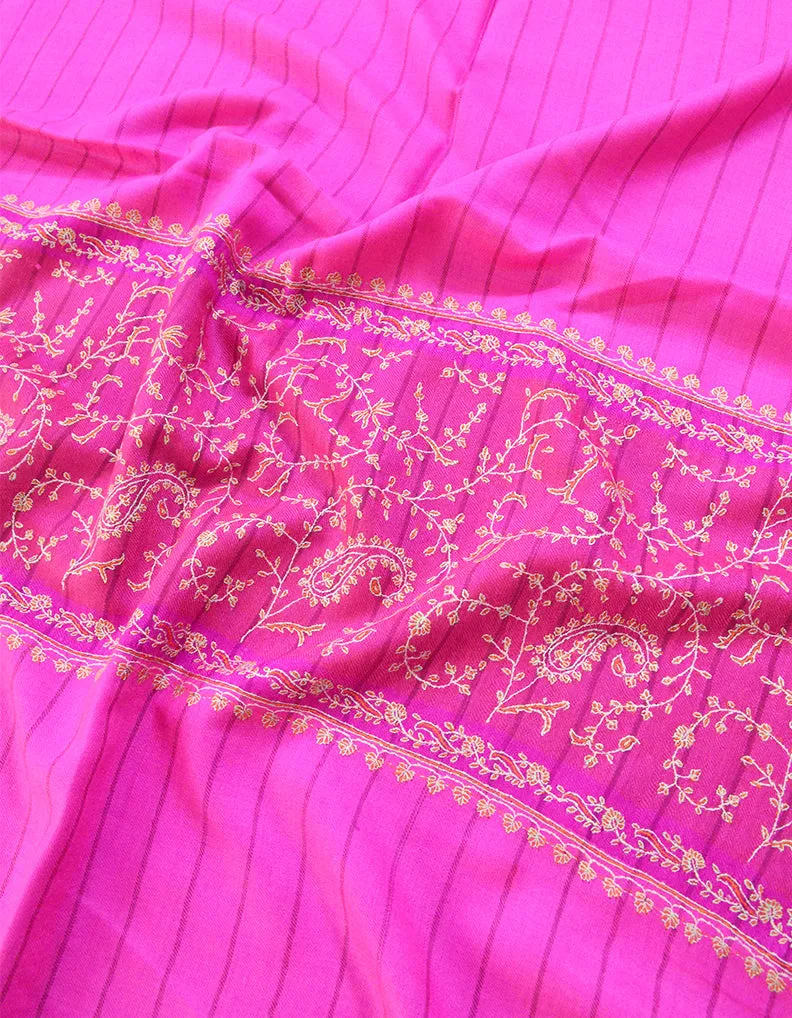 Fuscia Pink Pashmina Stole In Sozni 5980