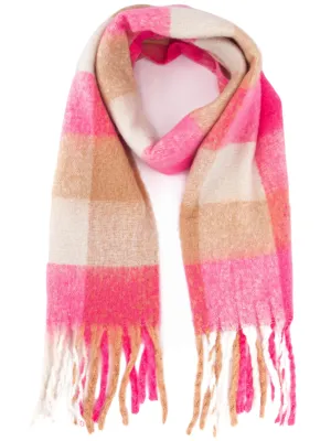 Heavyweight Check Print Scarf - Pink