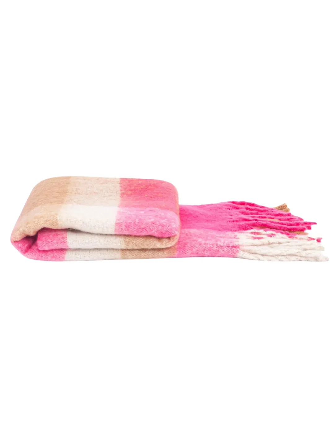 Heavyweight Check Print Scarf - Pink