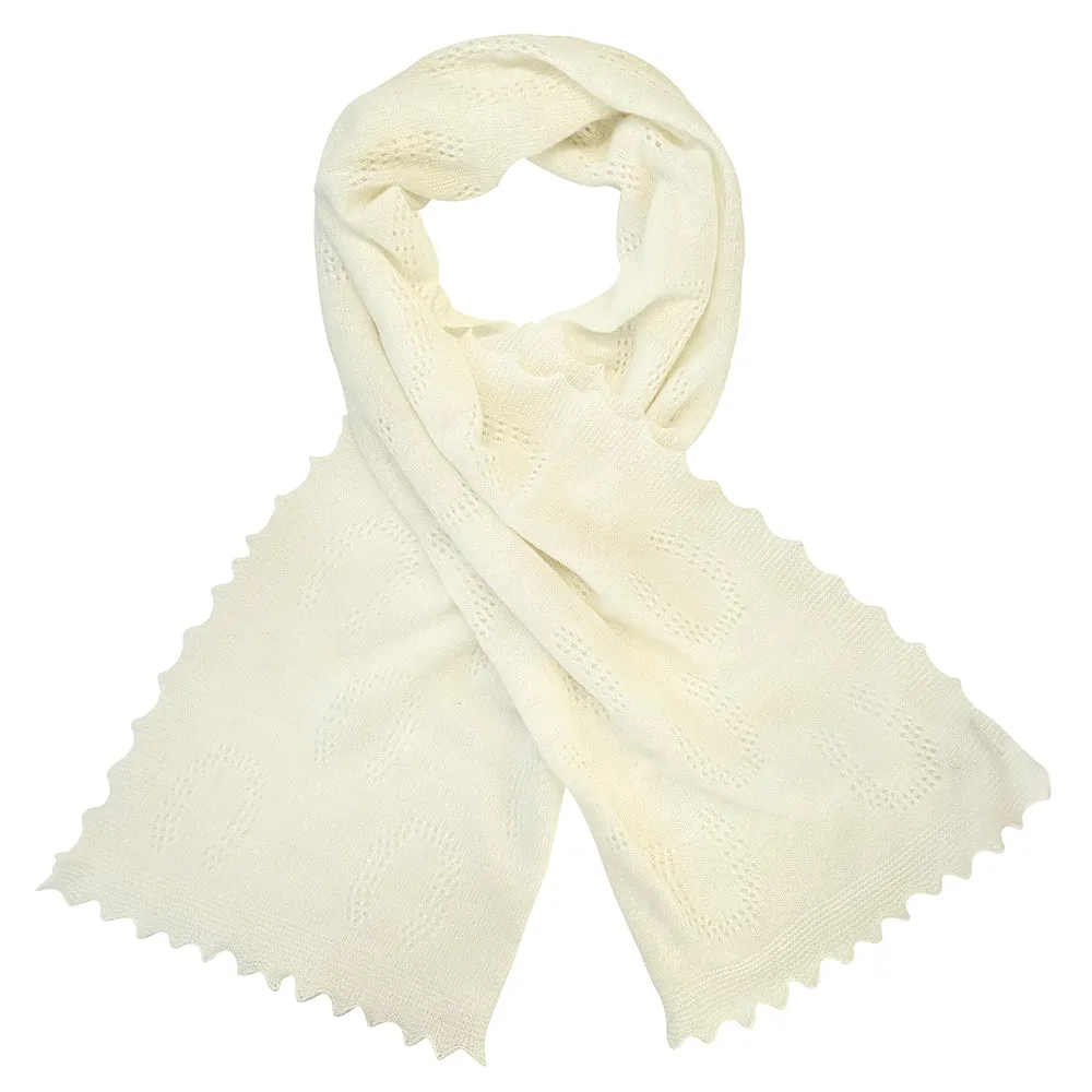 Horseshoe Lambswool Scarf - Winter White