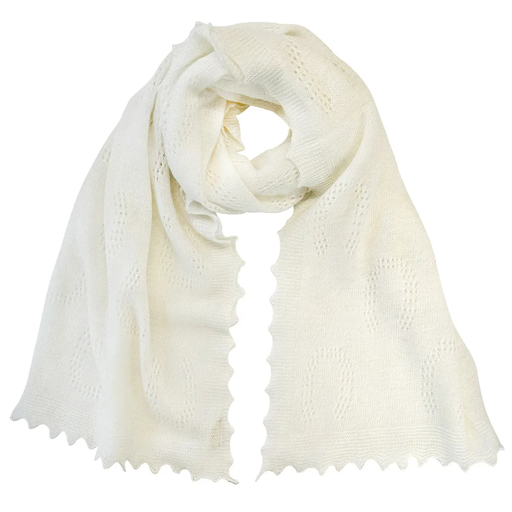 Horseshoe Lambswool Scarf - Winter White