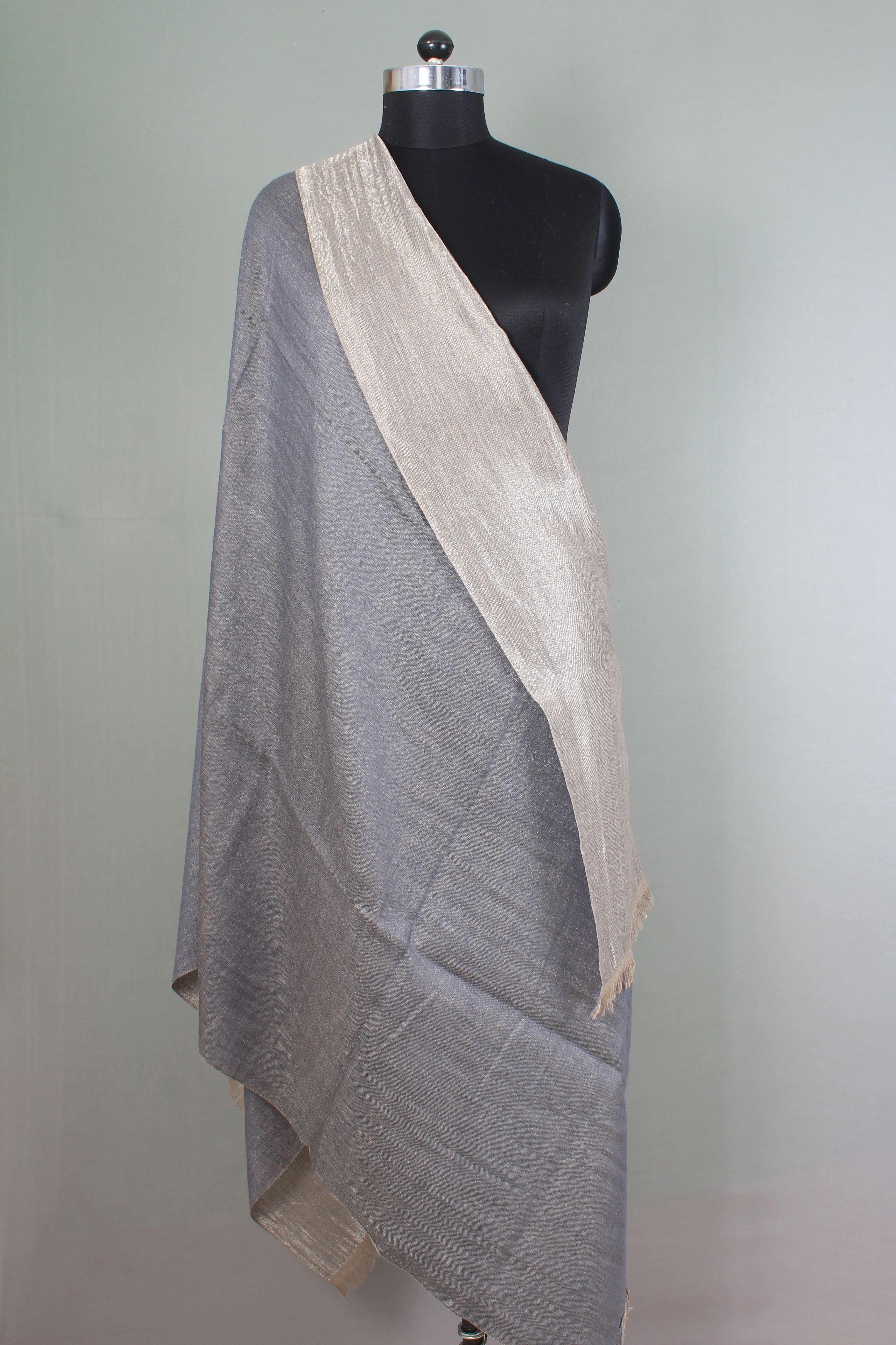 Ingrid Silver Polychromatic Reversible Cashmere Shawl