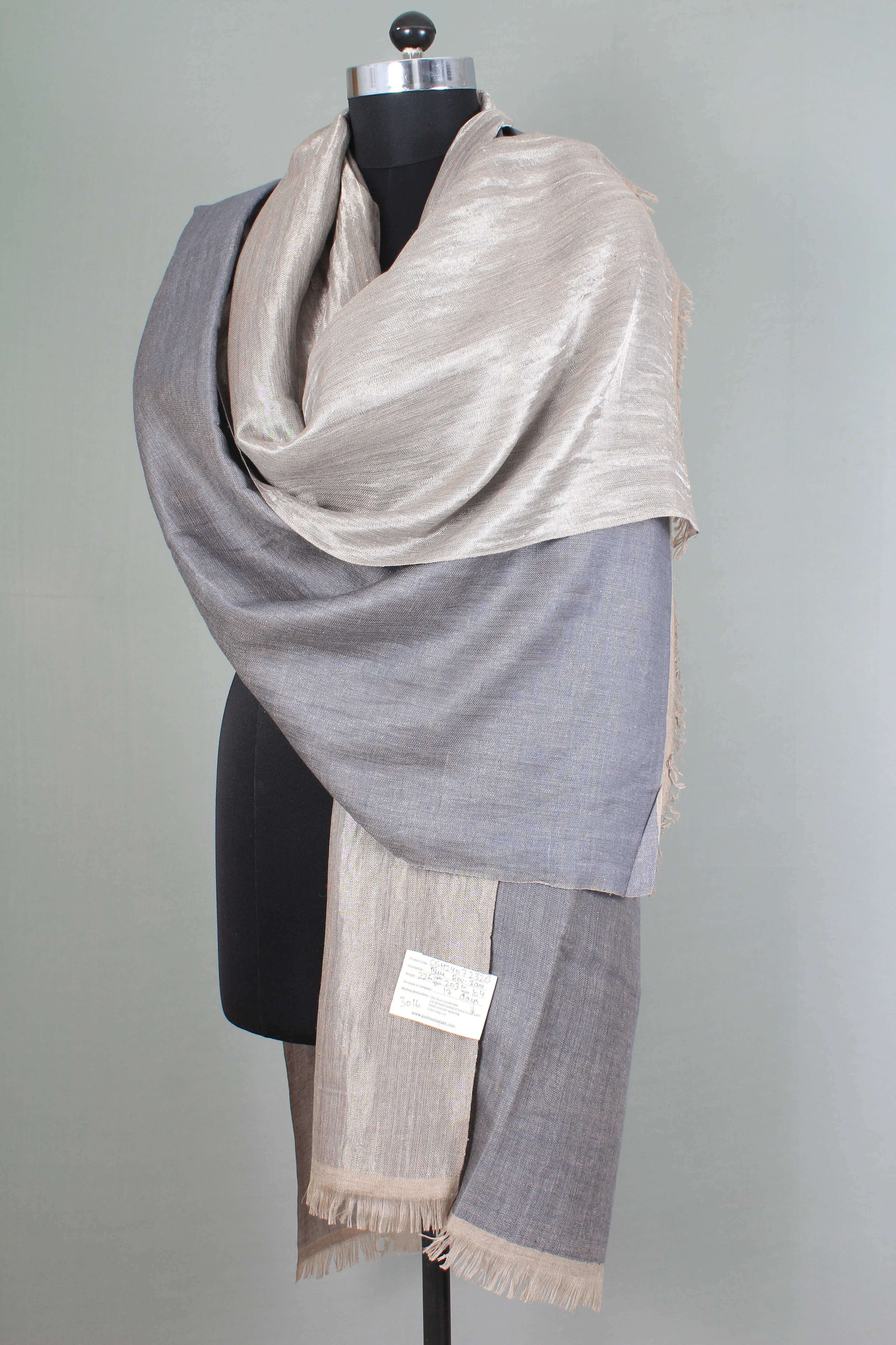 Ingrid Silver Polychromatic Reversible Cashmere Shawl