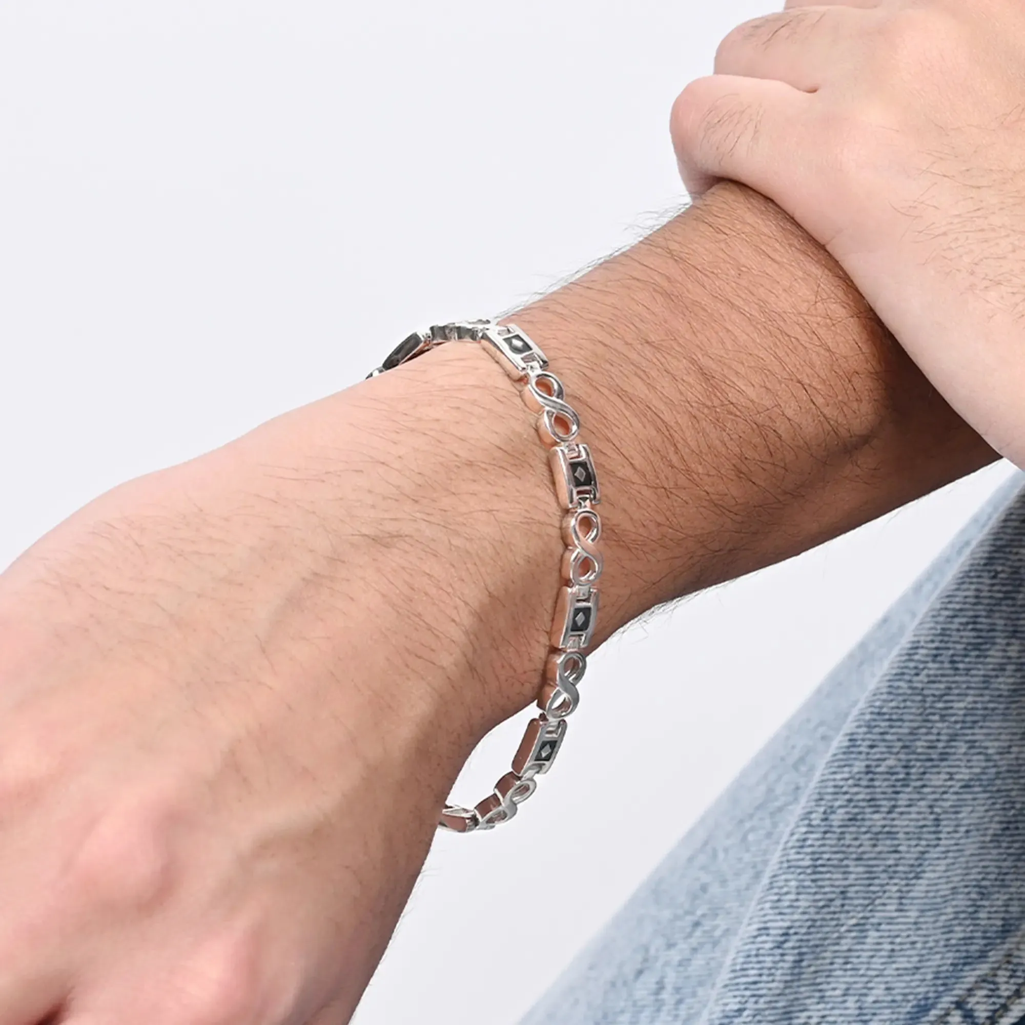 Interlock Infinity Silver Bracelet