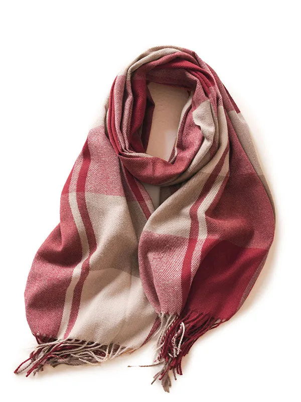 Keep Warm Plaid Tasseled Shawl&Scarf