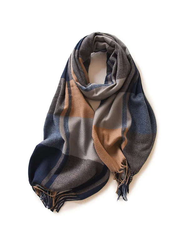 Keep Warm Plaid Tasseled Shawl&Scarf