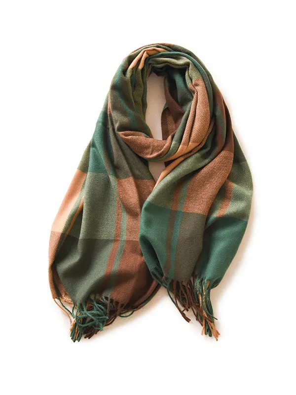 Keep Warm Plaid Tasseled Shawl&Scarf