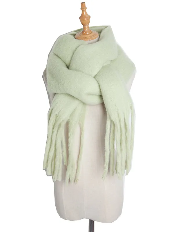 Keep Warm Solid Color Tasseled Velvet Shawl&Scarf