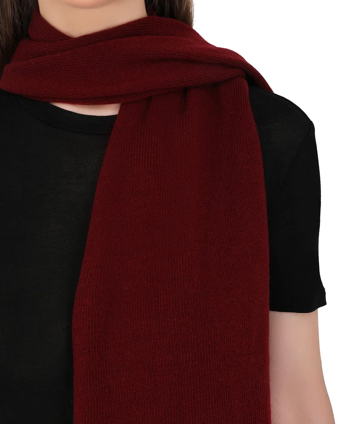 Kiraz - Burgundy Lambswool & Nylon Knitted Scarf