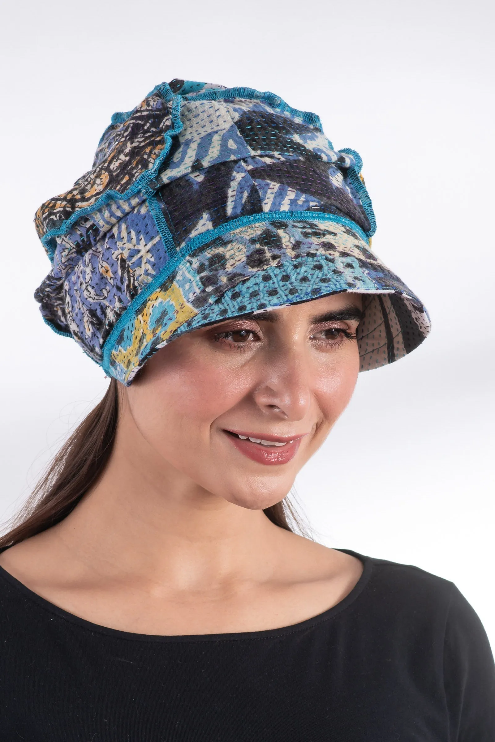 LAKESIDE PRINT KANTHA HALF BRIM HAT HALF BRIM HAT - lp2881-blu -