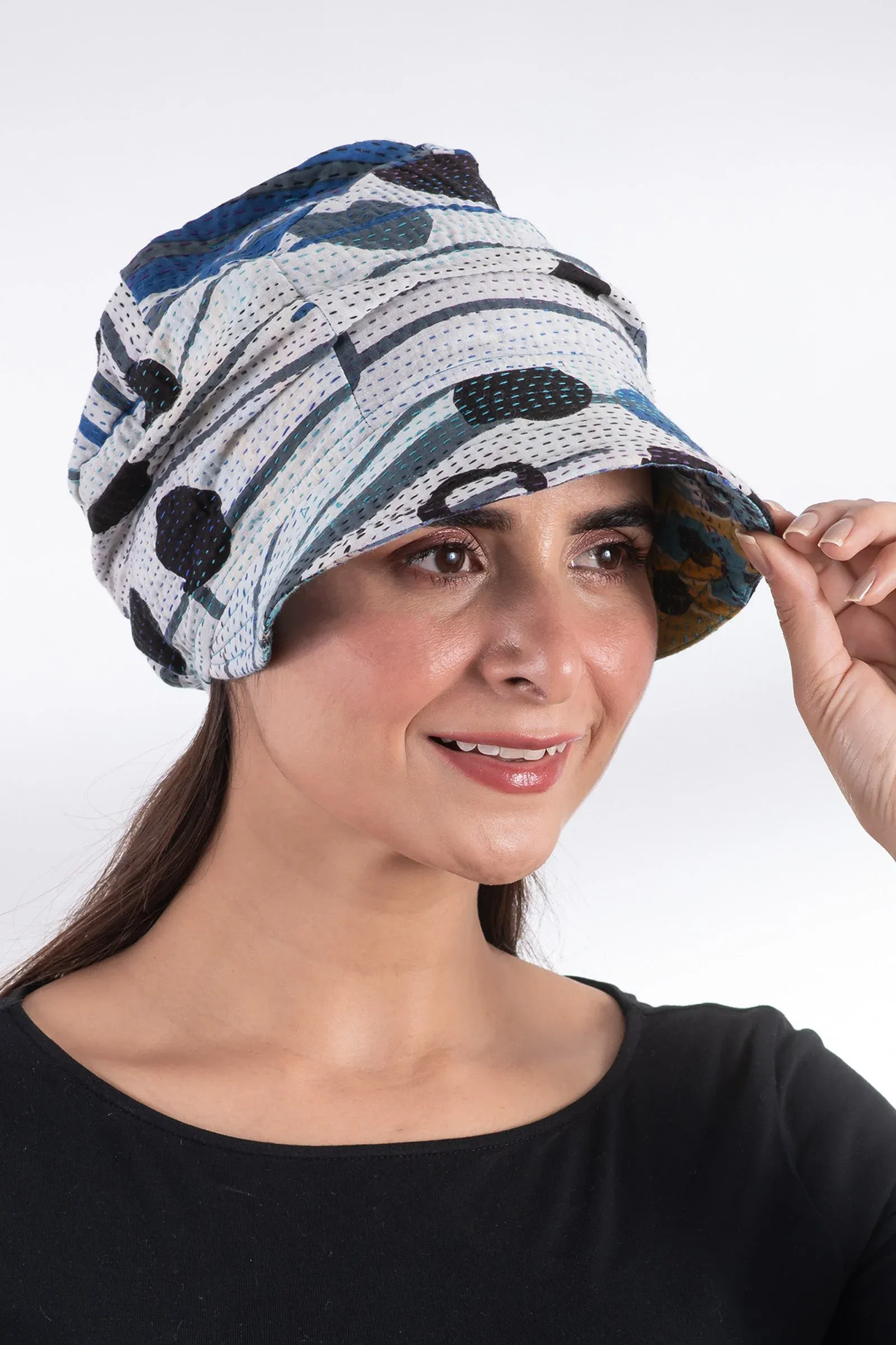 LAKESIDE PRINT KANTHA HALF BRIM HAT HALF BRIM HAT - lp2881-blu -