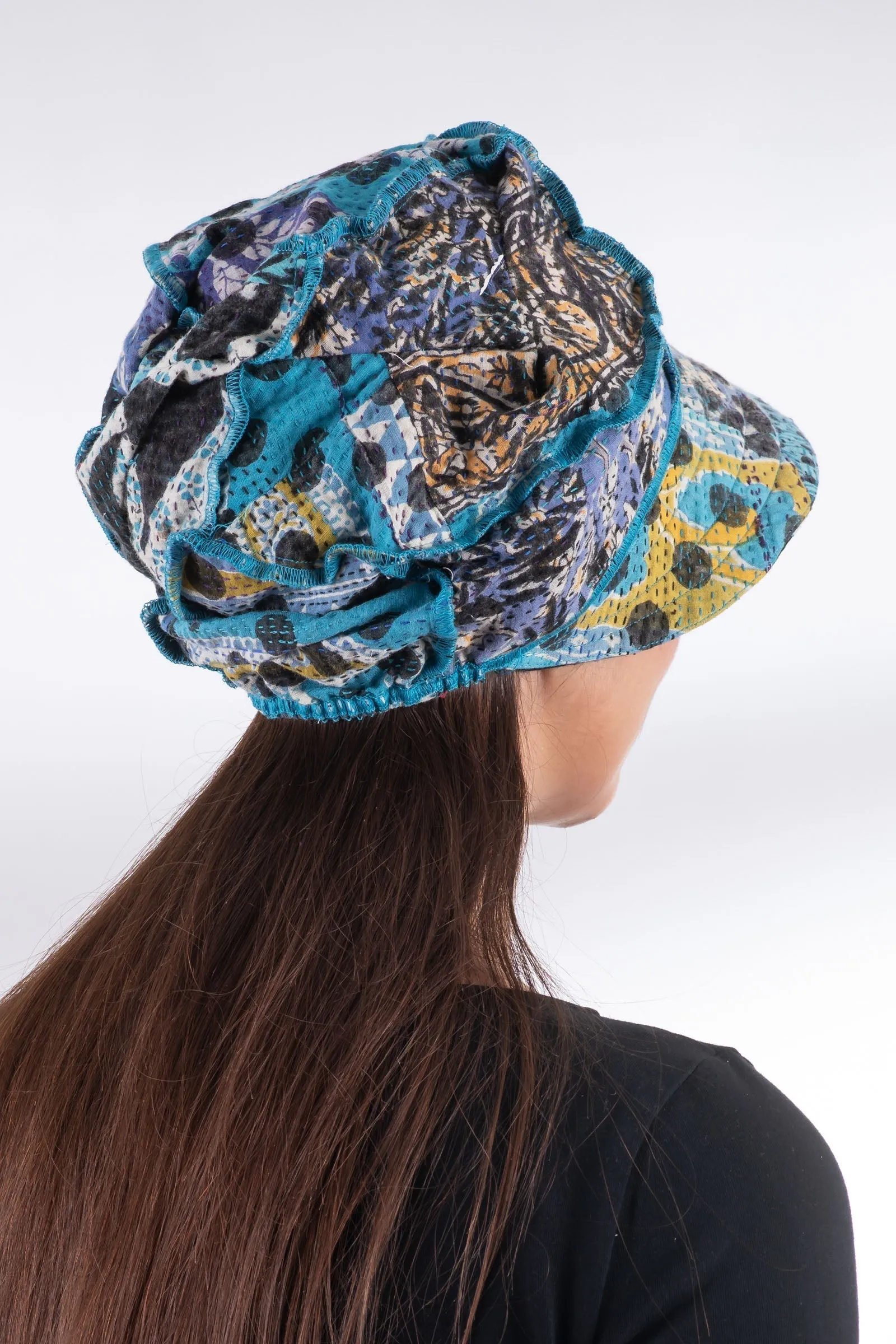 LAKESIDE PRINT KANTHA HALF BRIM HAT HALF BRIM HAT - lp2881-blu -