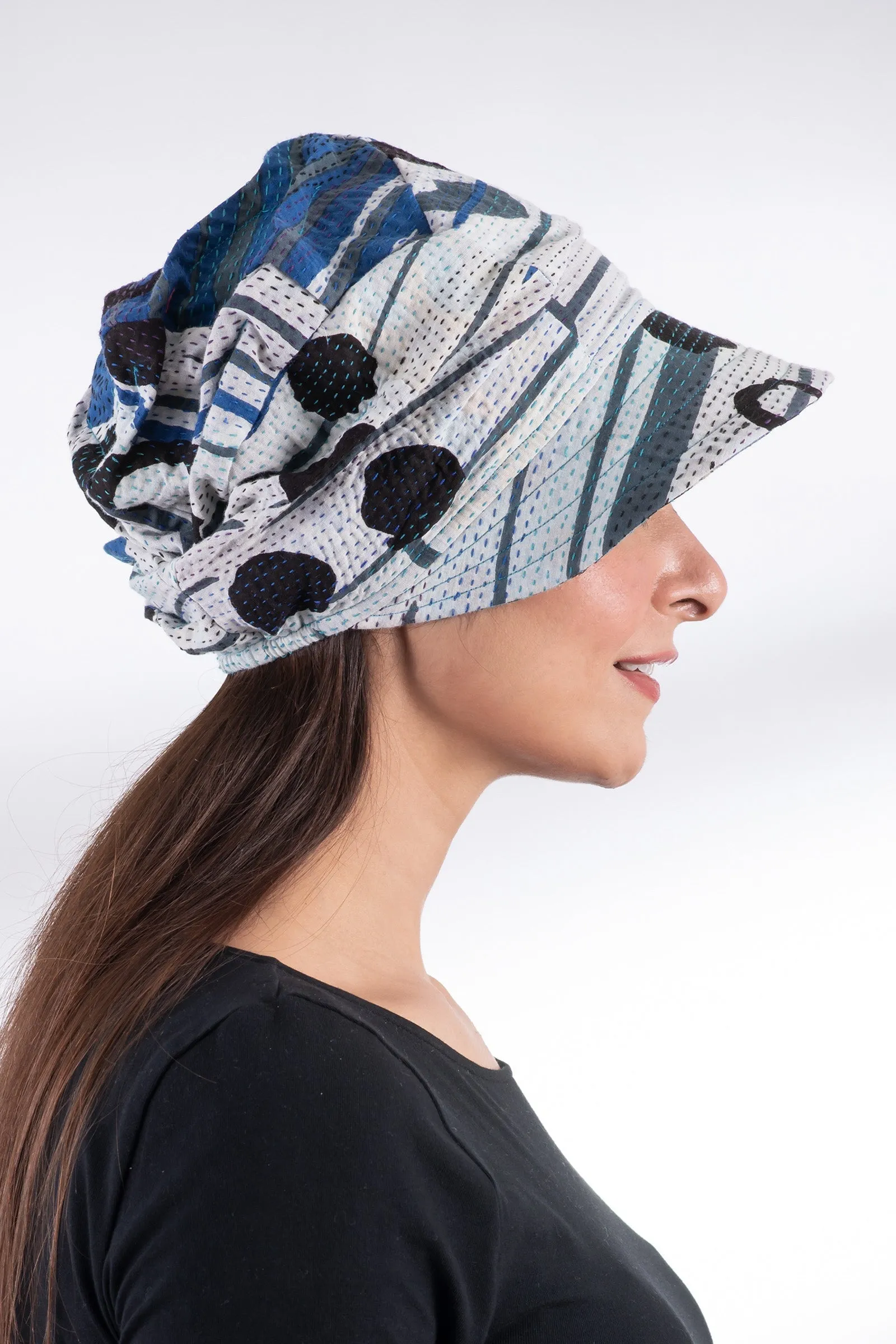 LAKESIDE PRINT KANTHA HALF BRIM HAT HALF BRIM HAT - lp2881-blu -