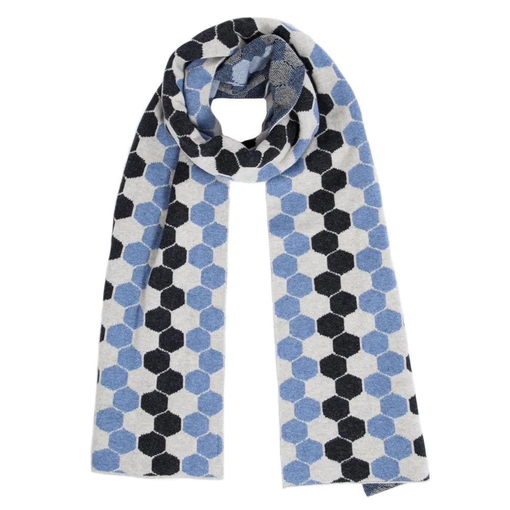 Lambswool Hexagon Scarf - Jeans Blue