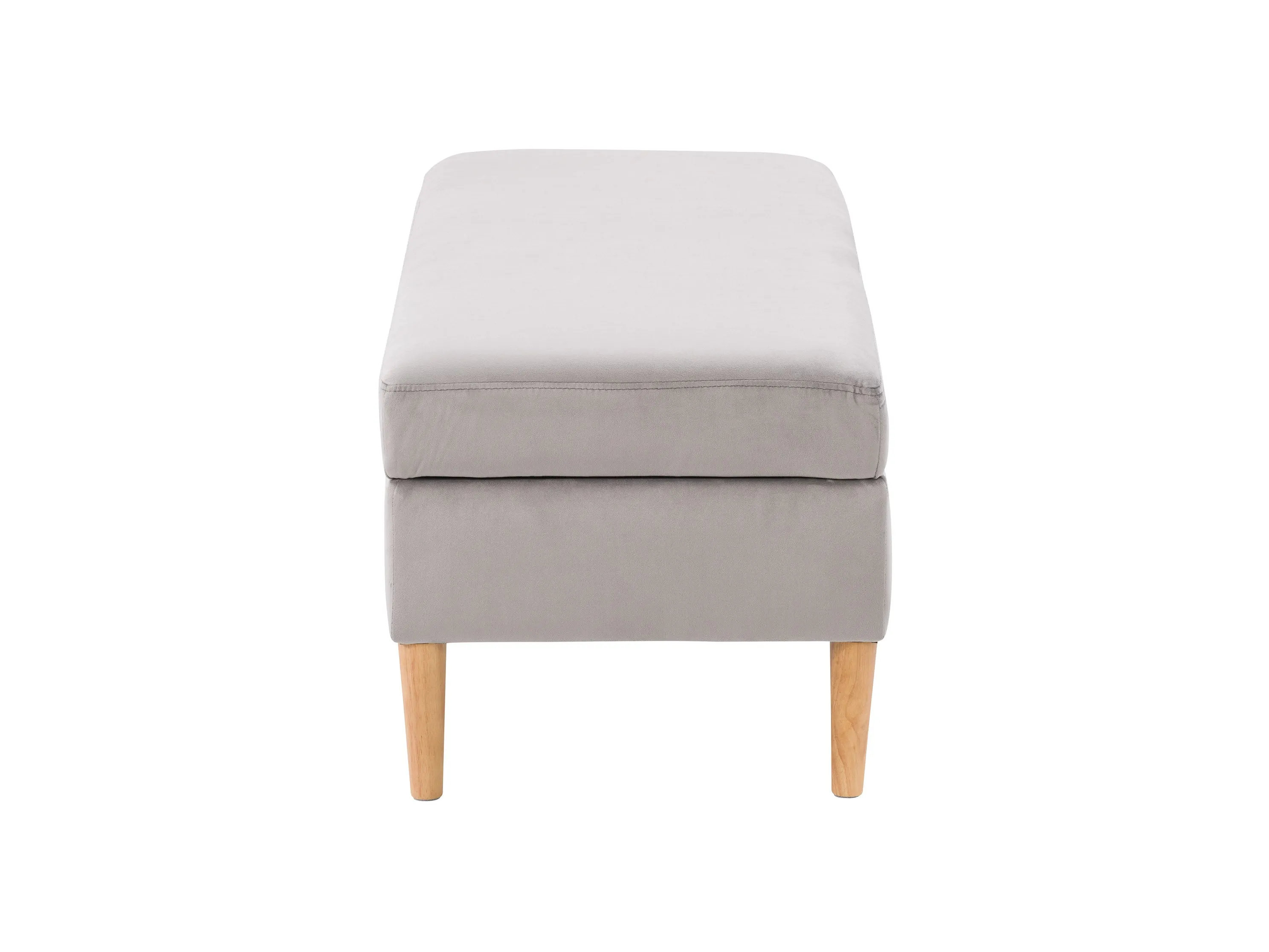 Light Grey Velvet Storage Ottoman