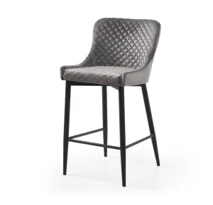 London Bar Stool Grey Velvet