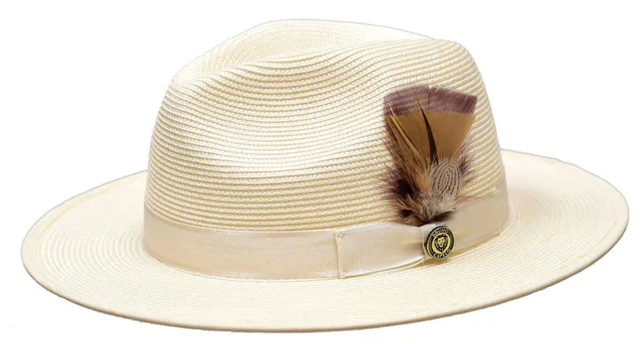 Michaelangelo Wide Brim Straw Fedora Hat by Bruno Capelo