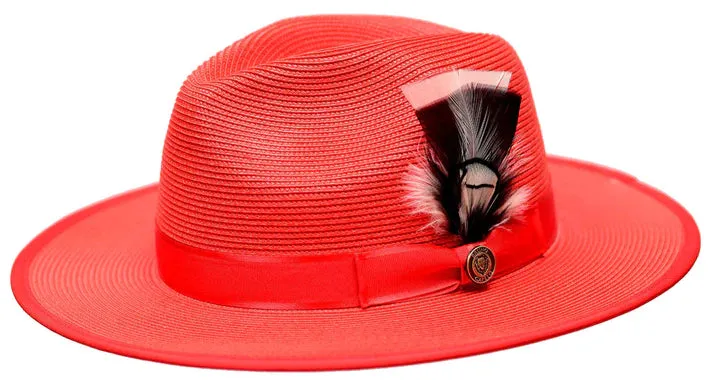 Michaelangelo Wide Brim Straw Fedora Hat by Bruno Capelo