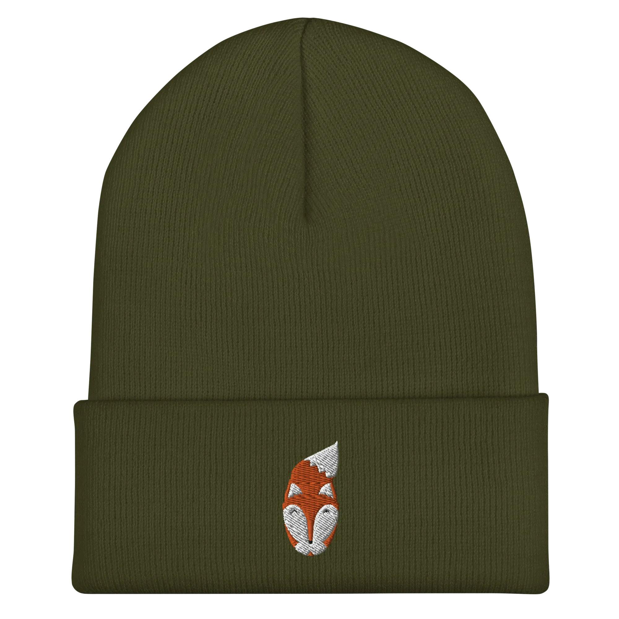 Modern Fox Embroidered Cuffed Beanie