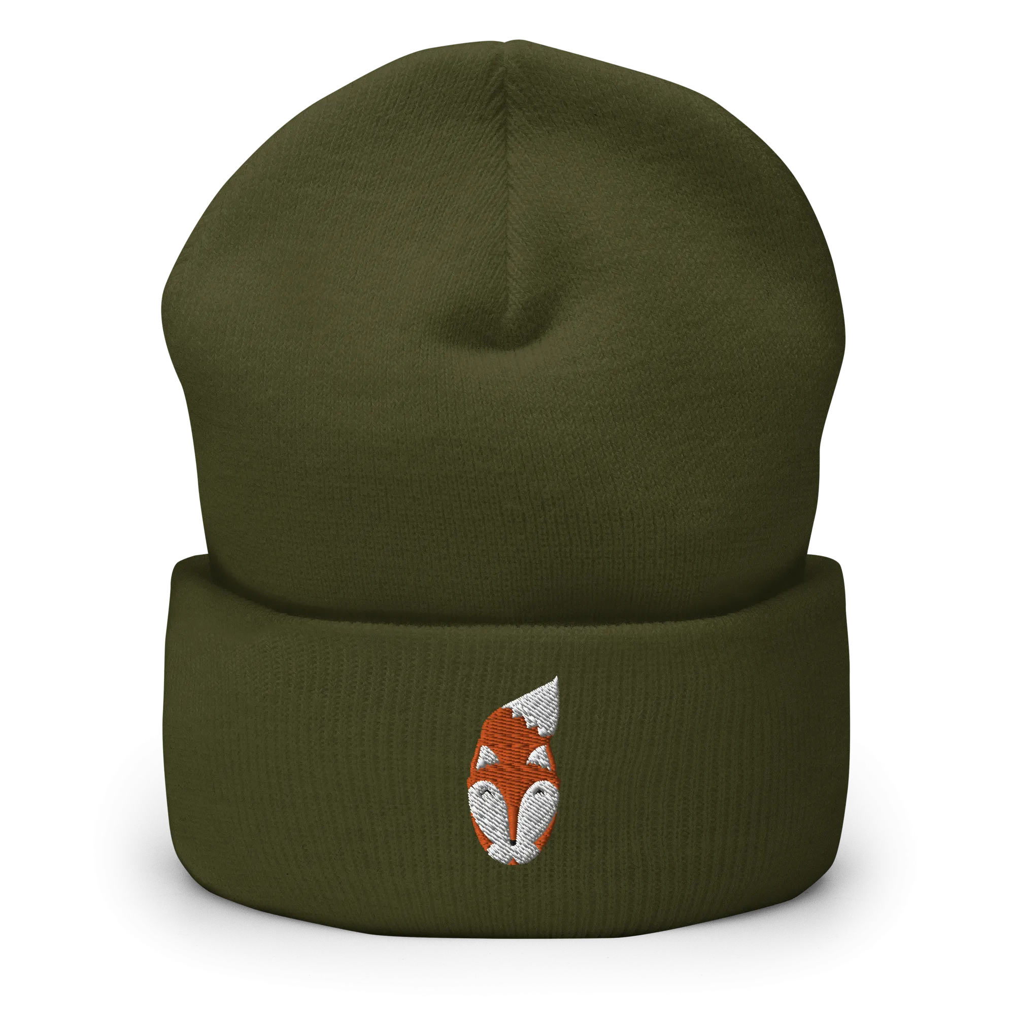 Modern Fox Embroidered Cuffed Beanie