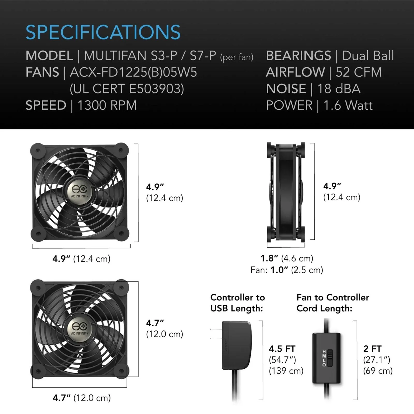 Multifan S3-P Quiet AC Powered Single Fan 120mm