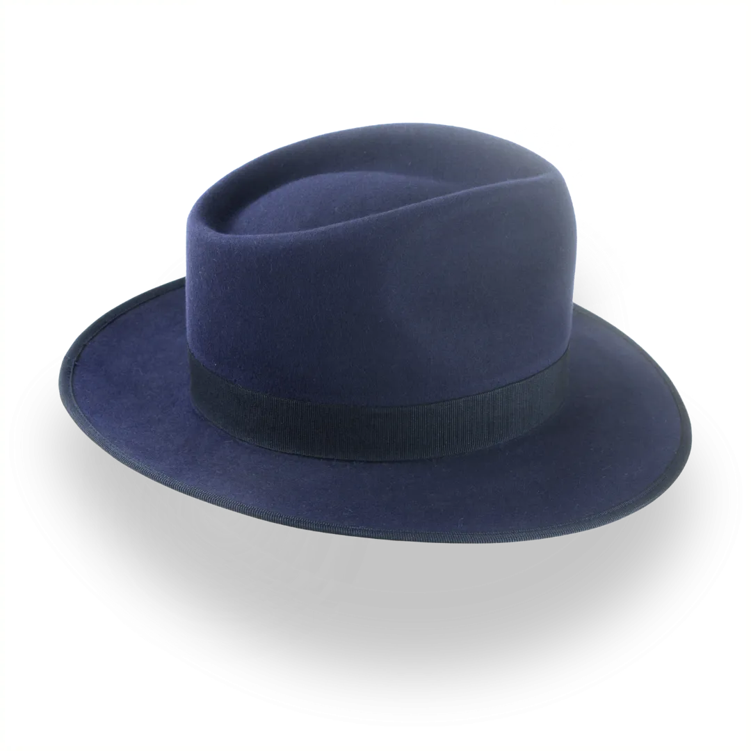 Navy Blue Custom Handcrafted Fedora Hat for Men in Fur Felt | The Tony