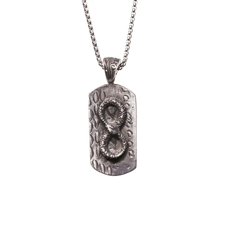 Ouroboros Snake Dog Tag Necklace