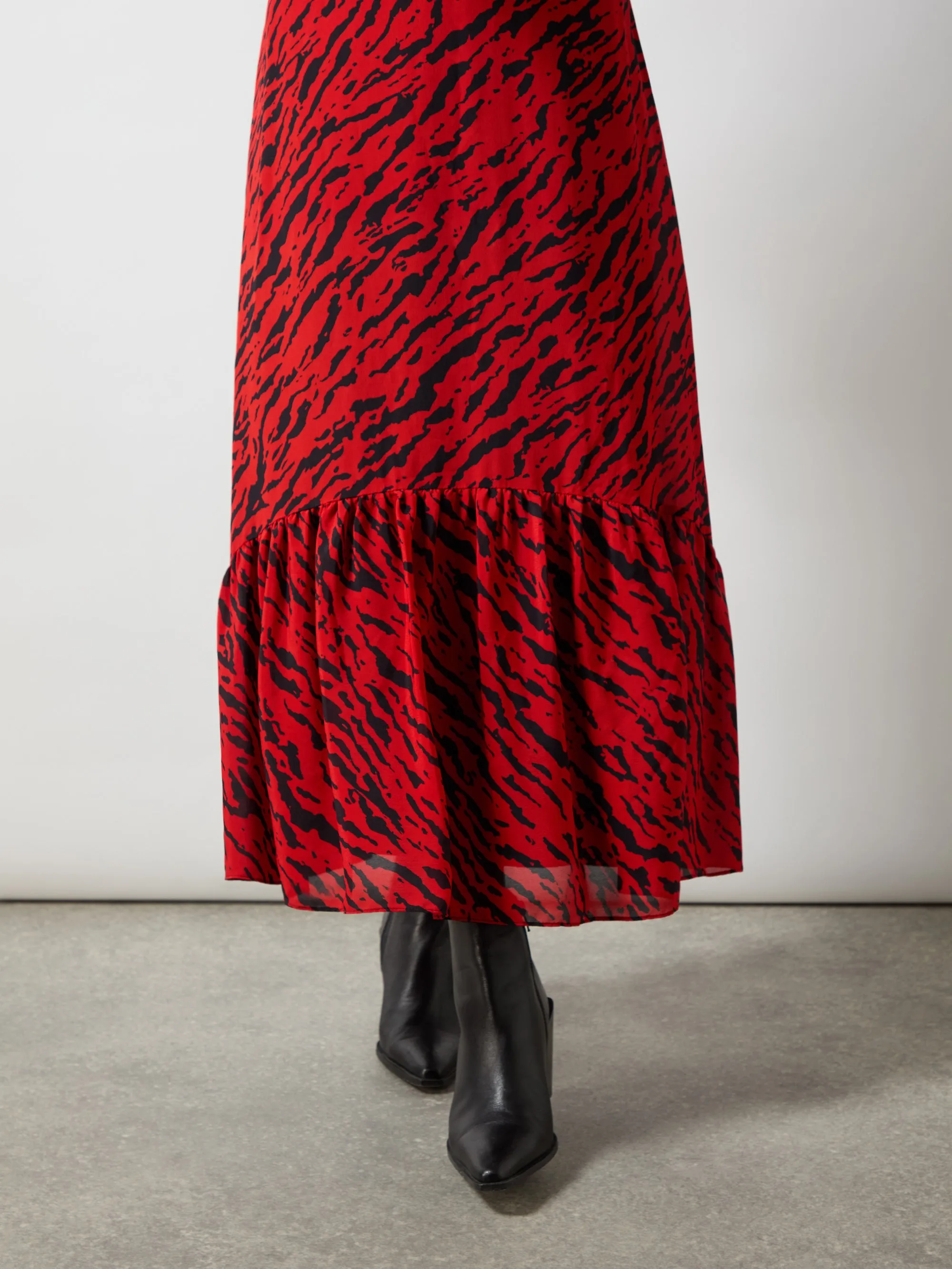 Petite Red Zebra Print Tie Back Midi Dress