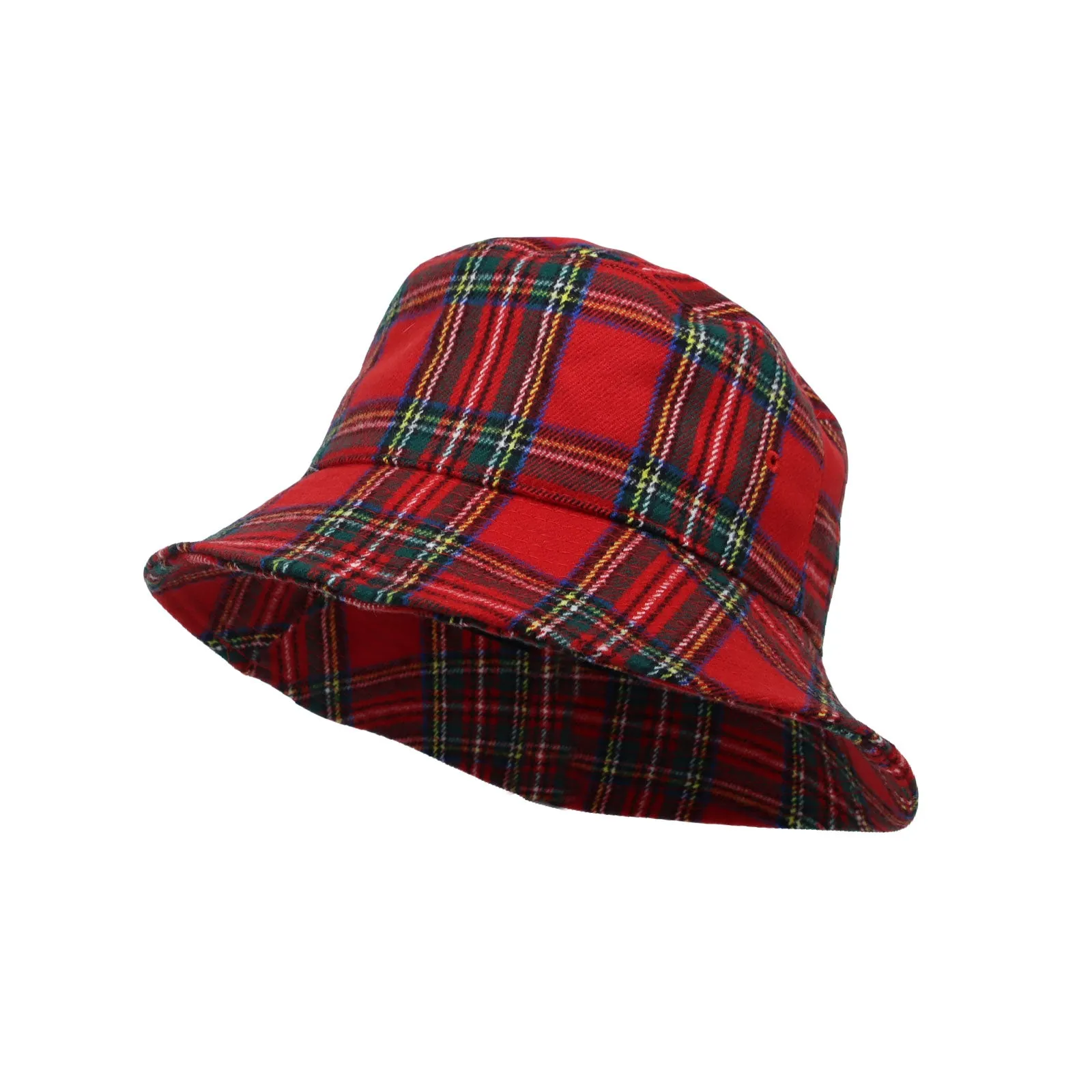 Polyester Plaid Tartan Bucket Fedora Hat Winter Check Cap HMB1299