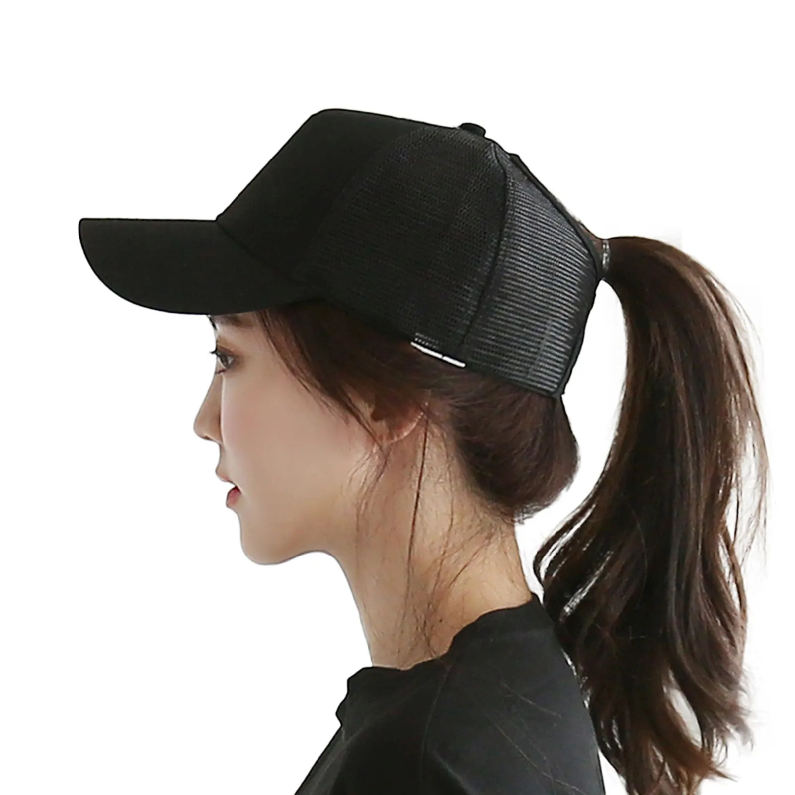 Ponytail High Bun Hat Ponycaps Cotton Baseball Cap PZ10042