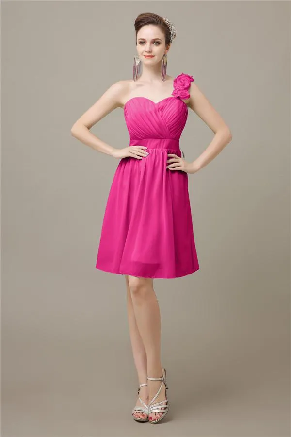 Popular One-shoulder Sweetheart Knee-Length Bridesmaid Dresses