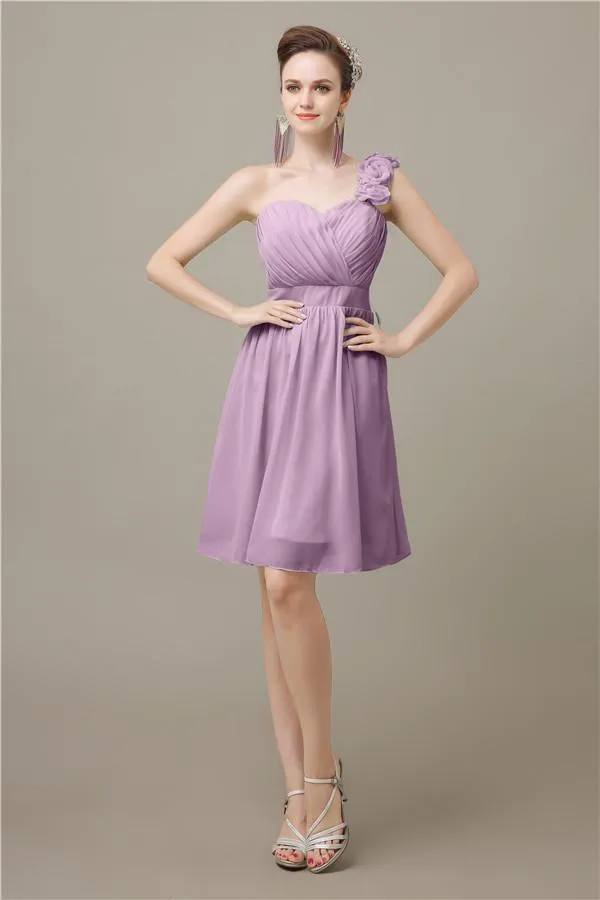 Popular One-shoulder Sweetheart Knee-Length Bridesmaid Dresses