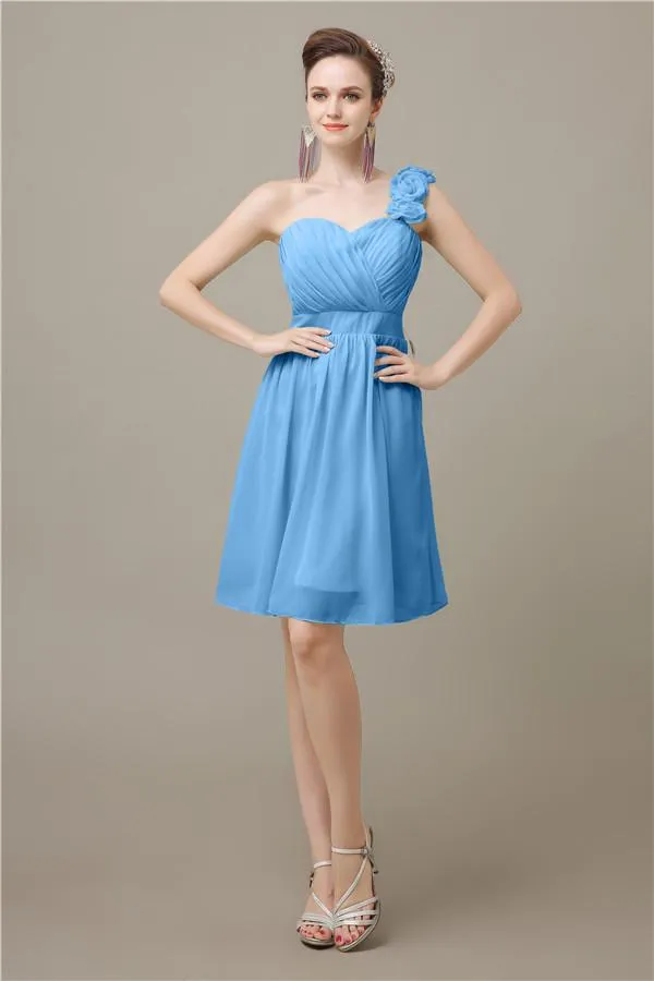 Popular One-shoulder Sweetheart Knee-Length Bridesmaid Dresses