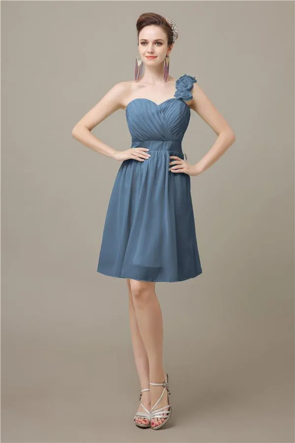 Popular One-shoulder Sweetheart Knee-Length Bridesmaid Dresses