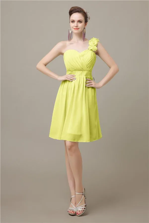 Popular One-shoulder Sweetheart Knee-Length Bridesmaid Dresses