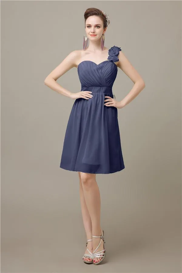 Popular One-shoulder Sweetheart Knee-Length Bridesmaid Dresses