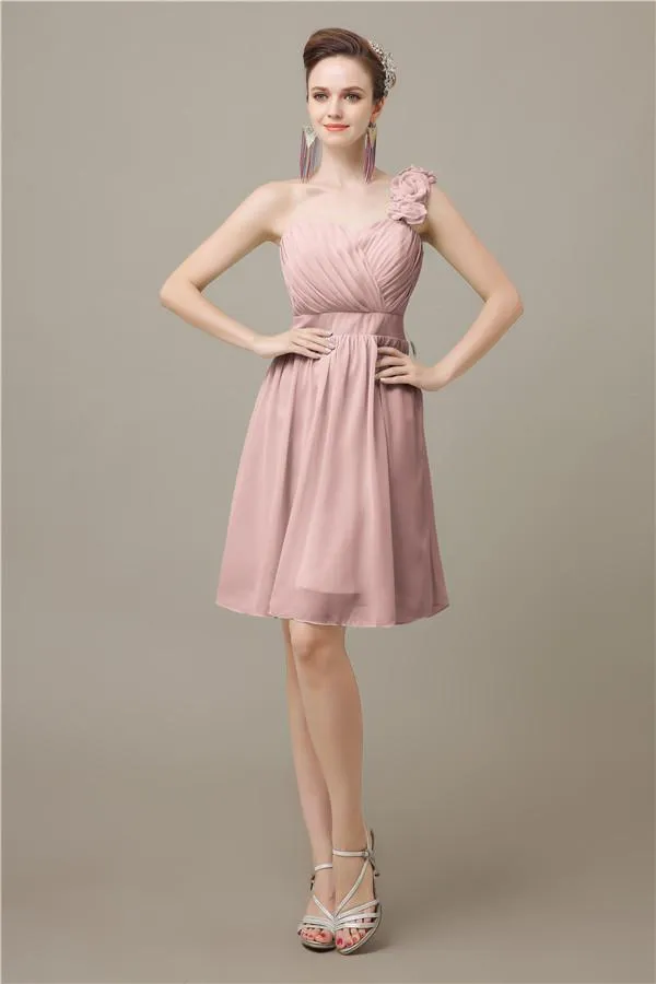 Popular One-shoulder Sweetheart Knee-Length Bridesmaid Dresses