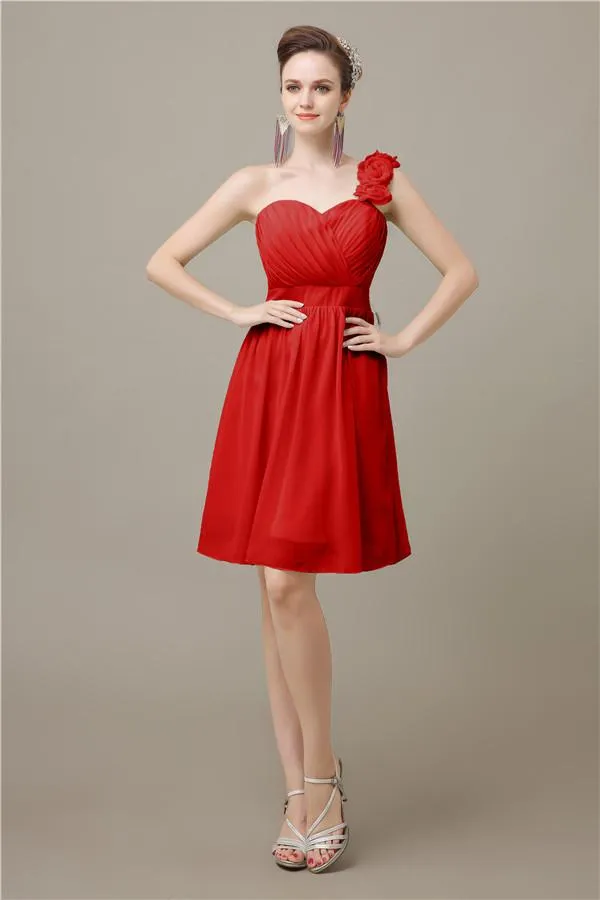 Popular One-shoulder Sweetheart Knee-Length Bridesmaid Dresses