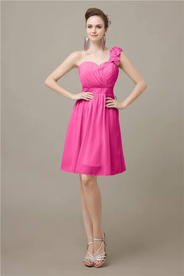 Popular One-shoulder Sweetheart Knee-Length Bridesmaid Dresses