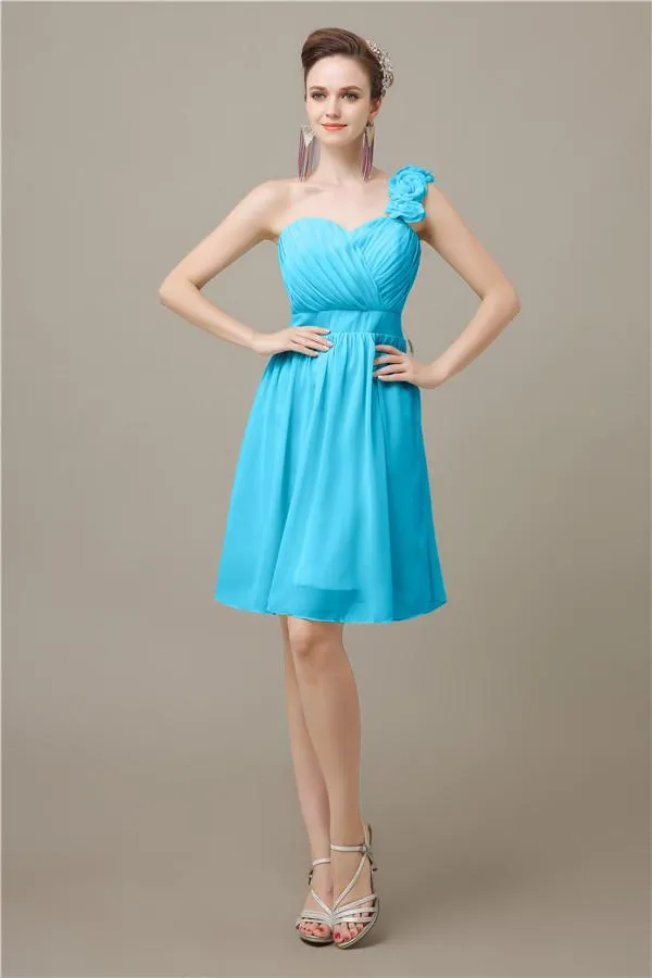 Popular One-shoulder Sweetheart Knee-Length Bridesmaid Dresses