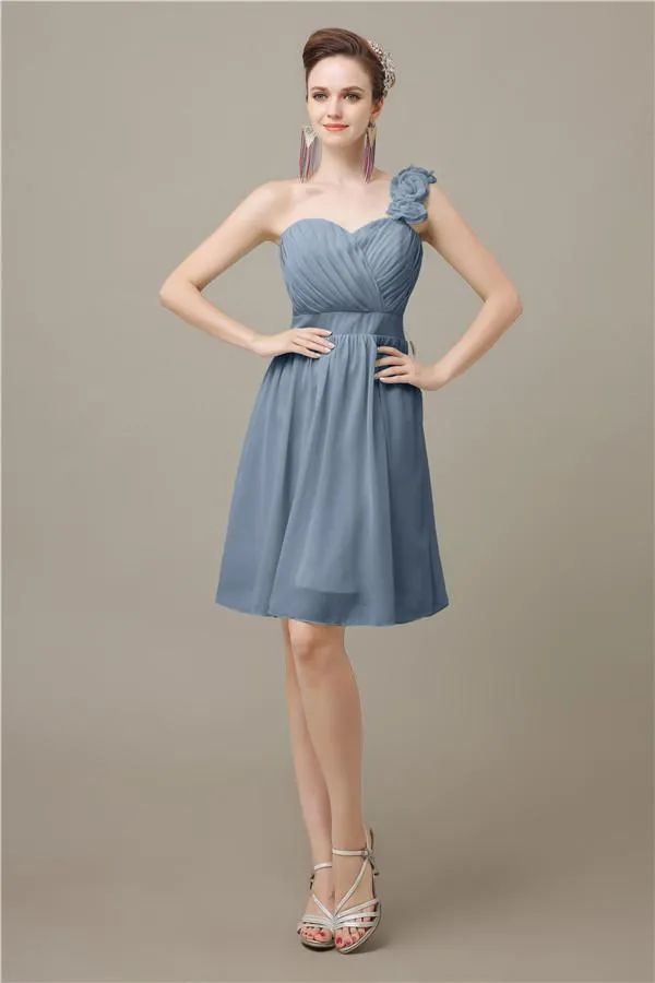 Popular One-shoulder Sweetheart Knee-Length Bridesmaid Dresses