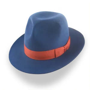 Premium Rabbit Fur Felt Blue Poet Fedora Hat | The Pulsar