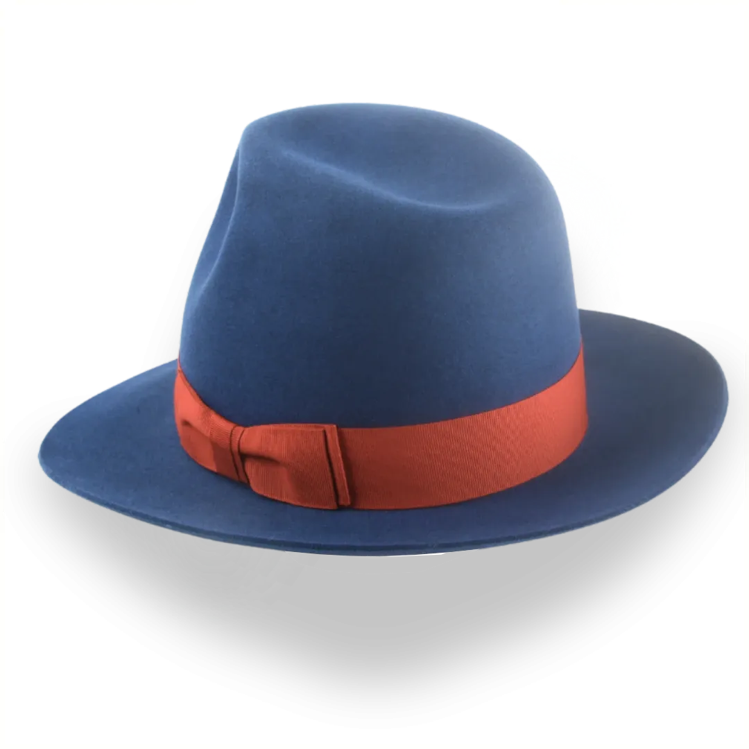 Premium Rabbit Fur Felt Blue Poet Fedora Hat | The Pulsar