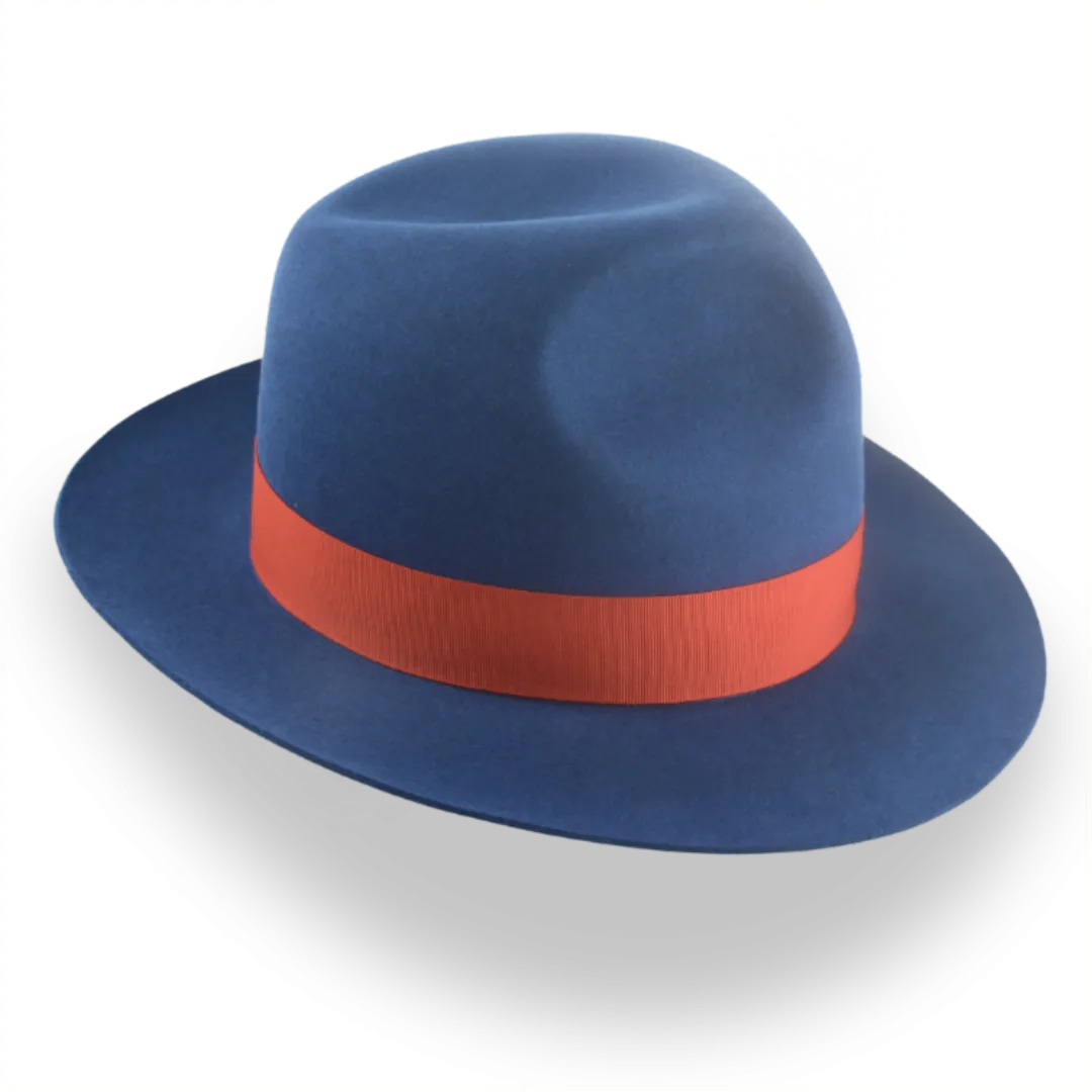 Premium Rabbit Fur Felt Blue Poet Fedora Hat | The Pulsar