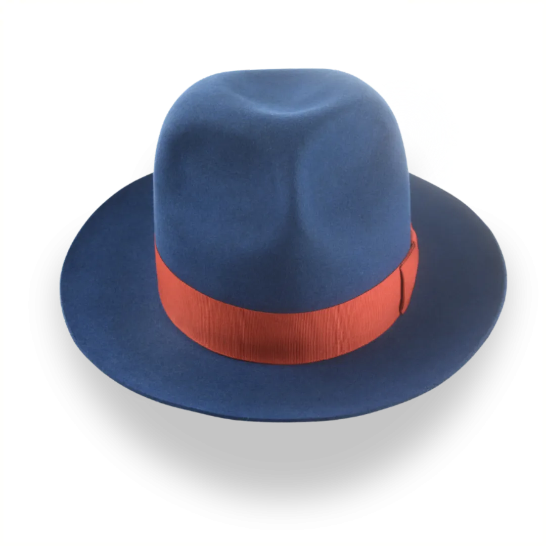 Premium Rabbit Fur Felt Blue Poet Fedora Hat | The Pulsar