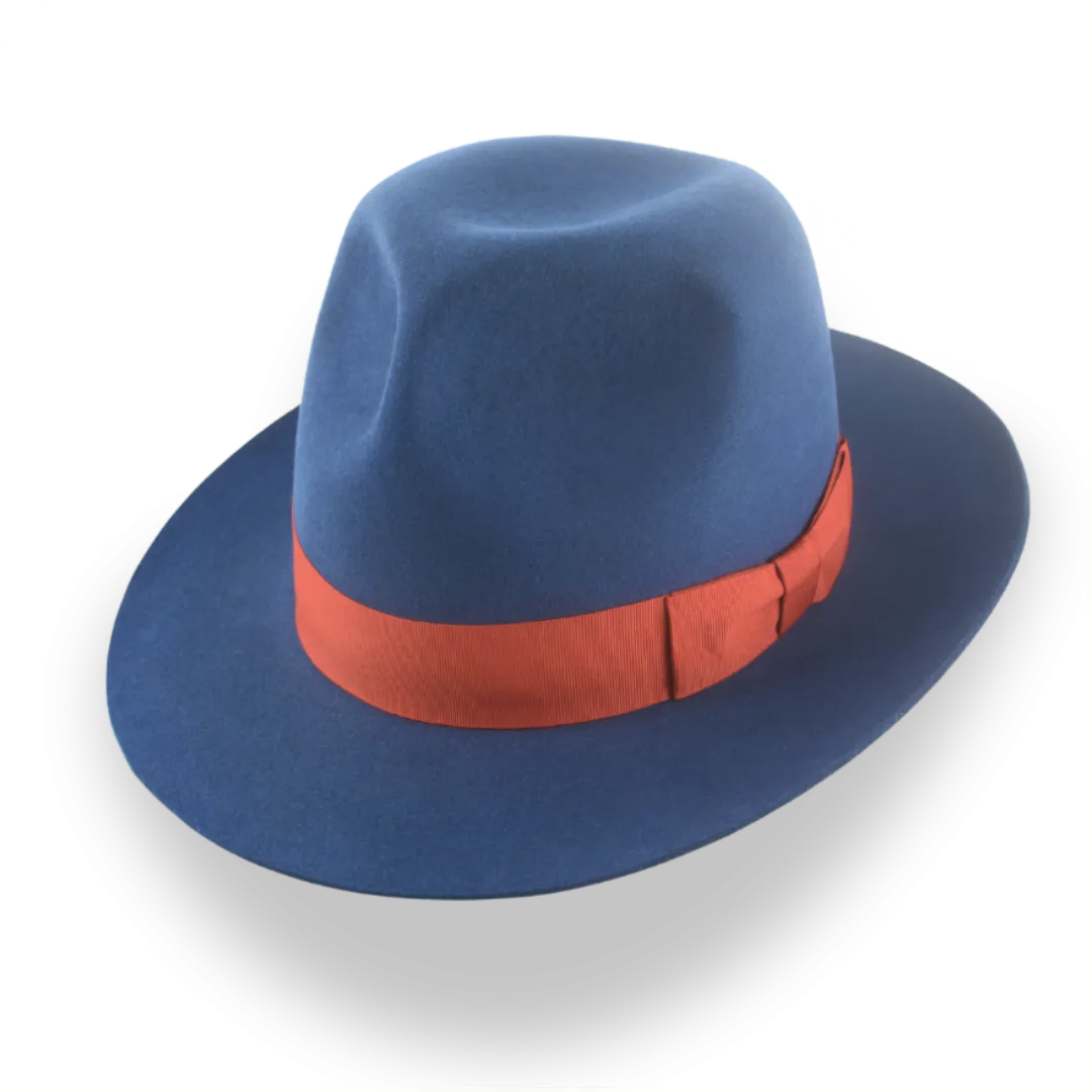 Premium Rabbit Fur Felt Blue Poet Fedora Hat | The Pulsar